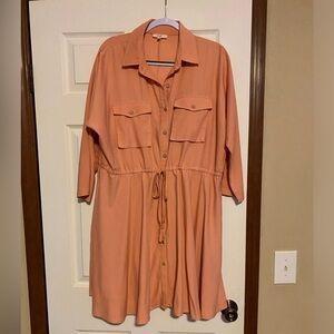 Coral Casual Oversized drawstring dress